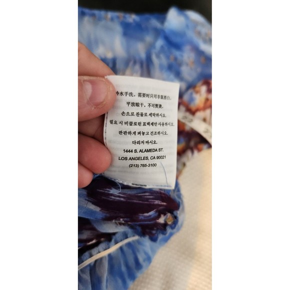 GUESS Blouse Top Size XS Ikat Aztec Colorful Cold Shoulder Short Sleeve Sheer - Picture 10 of 11